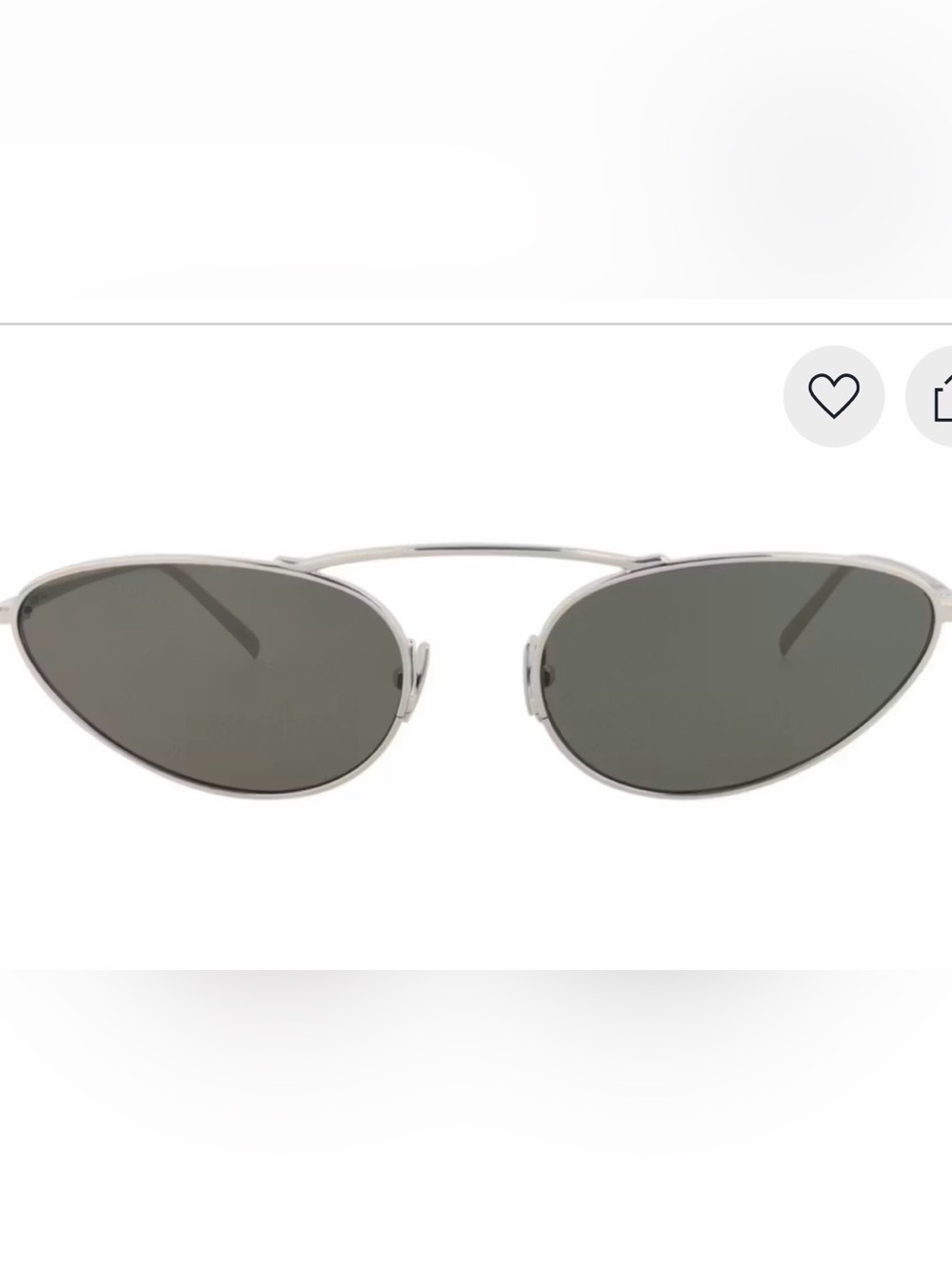 Saint Laurent SL 538 Silver Metal Aviator Sunglasses Black Lenses